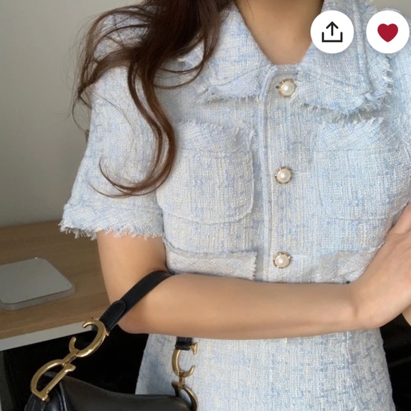 Two Piece Sky Blue Tweed Set - Picture 5 of 11